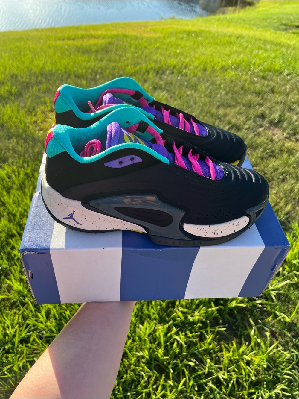 New in Box Jordan Luka 3 Girls Sneakers Size 7Y in Black/Pink and Purple
